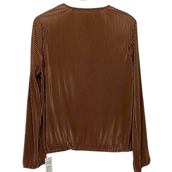 CUPSHE - NWT - SIZE LARGE - BRONZE / ROSE GOLD FAUX WRAP SLINKY BLOUSE TOP B15‎ - Picture 5 of 10